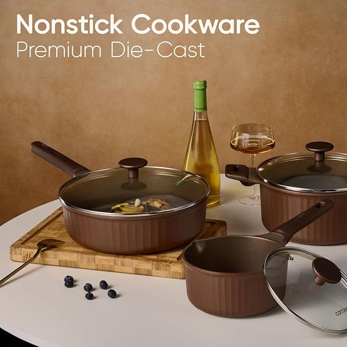 CAROTE Pots and Pans Set Non Stick, Cookware Sets Nonstick 21 pcs Kitchen Pot & Pan, Induction cookwasre Compatible with Crepe Frying Pan PFOA/PFOSFree