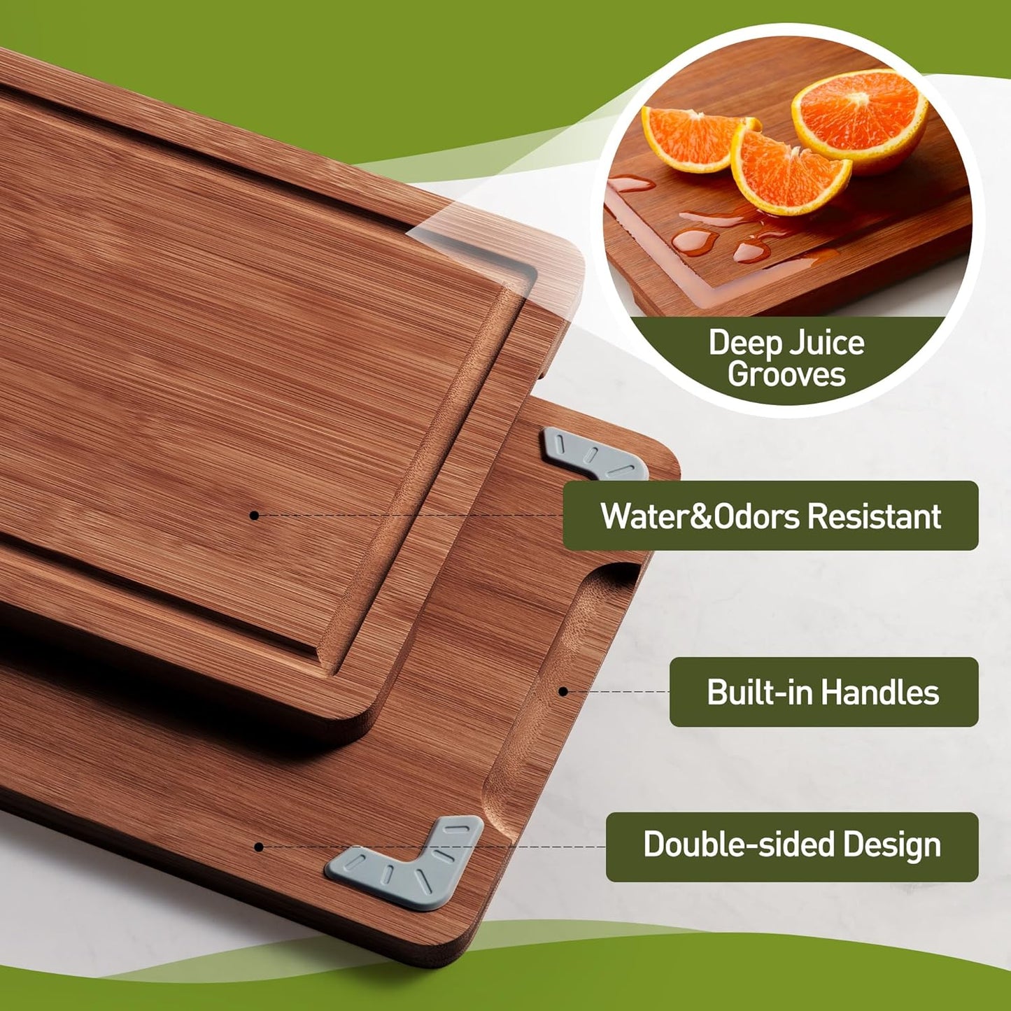 Bamboo Cutting Board Set with Non-Slip Feet – Over Sink Design, Unique Gift for Mom, Stepmom & Bonus Mom